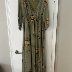 Olive Floral Dress